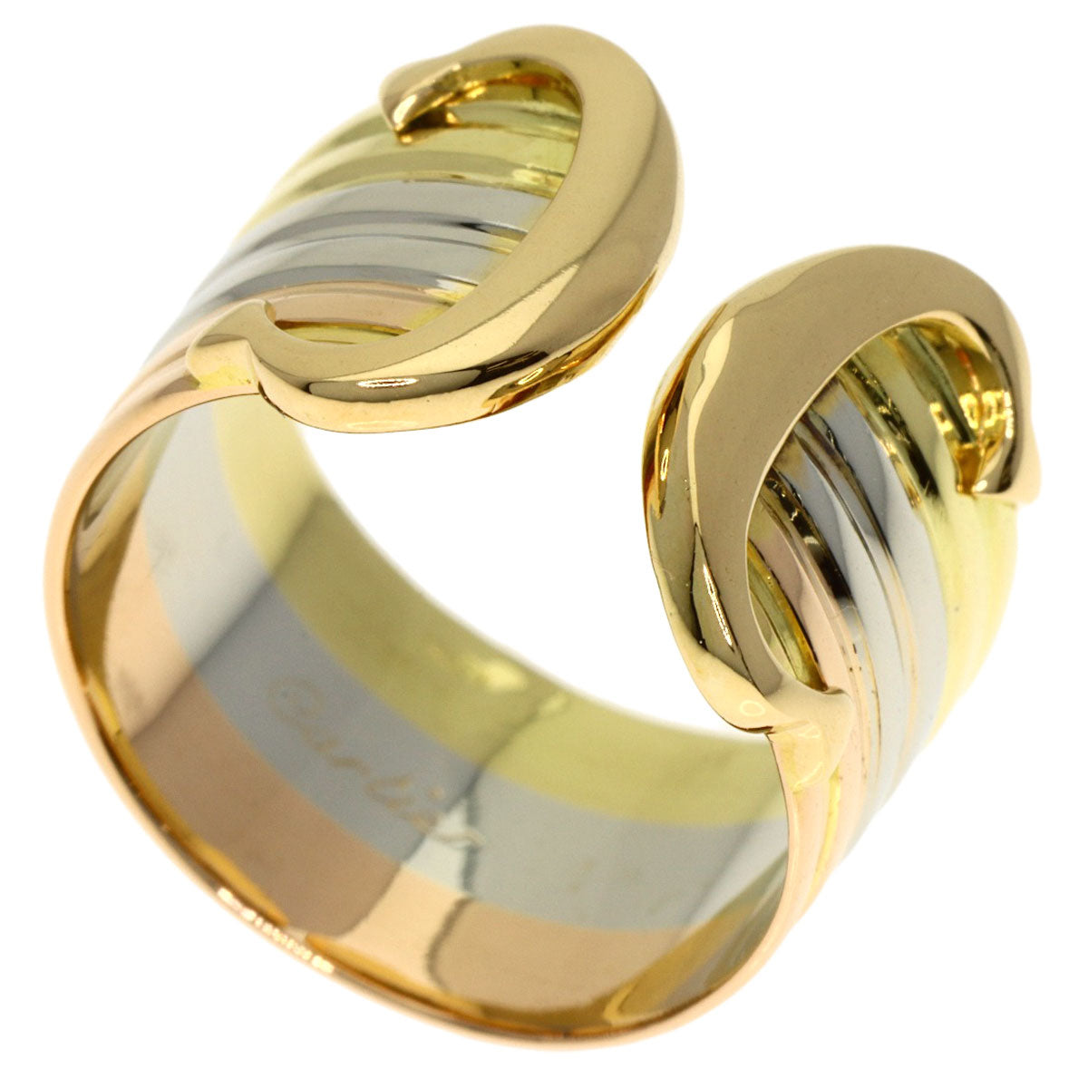 CARTIER 2C Ring LM #49 Ring K18 Yellow Gold 18K Pink GoldLadies [Used]