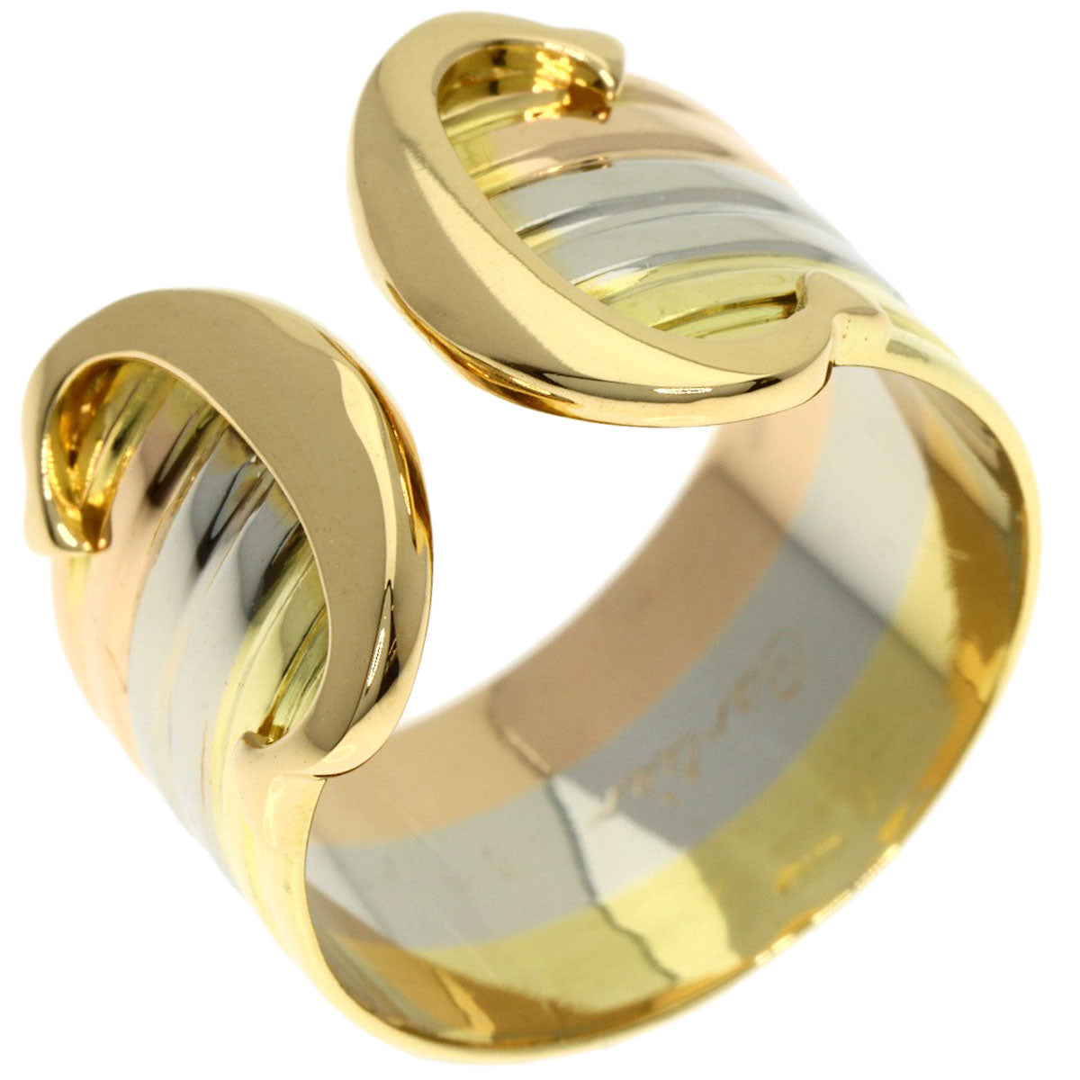 CARTIER 2C Ring LM #49 Ring K18 Yellow Gold 18K Pink GoldLadies [Used]