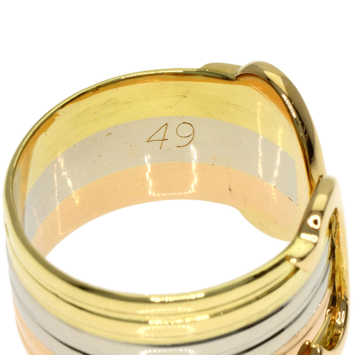 CARTIER 2C Ring LM #49 Ring K18 Yellow Gold 18K Pink GoldLadies [Used]