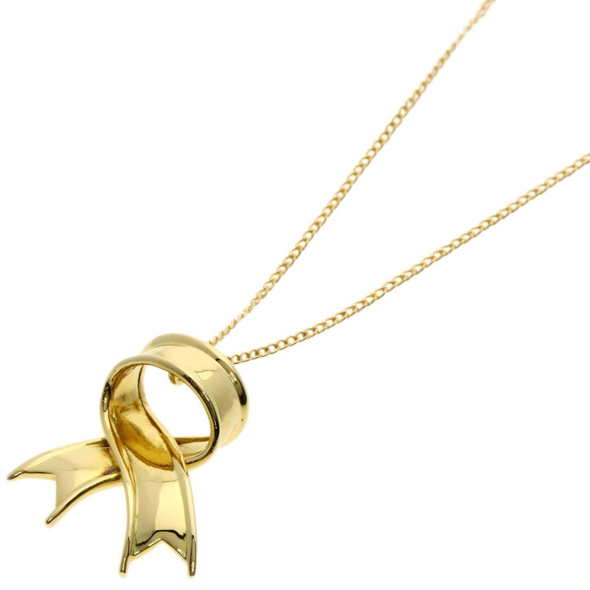 TIFFANY&Co. ribbon Necklace K18 Yellow Gold Ladies [Used]