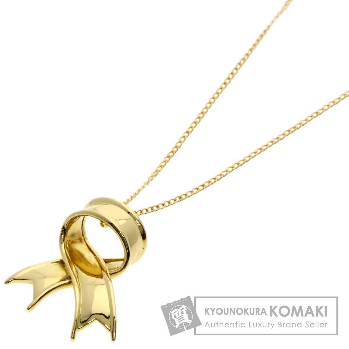 TIFFANY&Co. ribbon Necklace K18 Yellow Gold Ladies [Used]