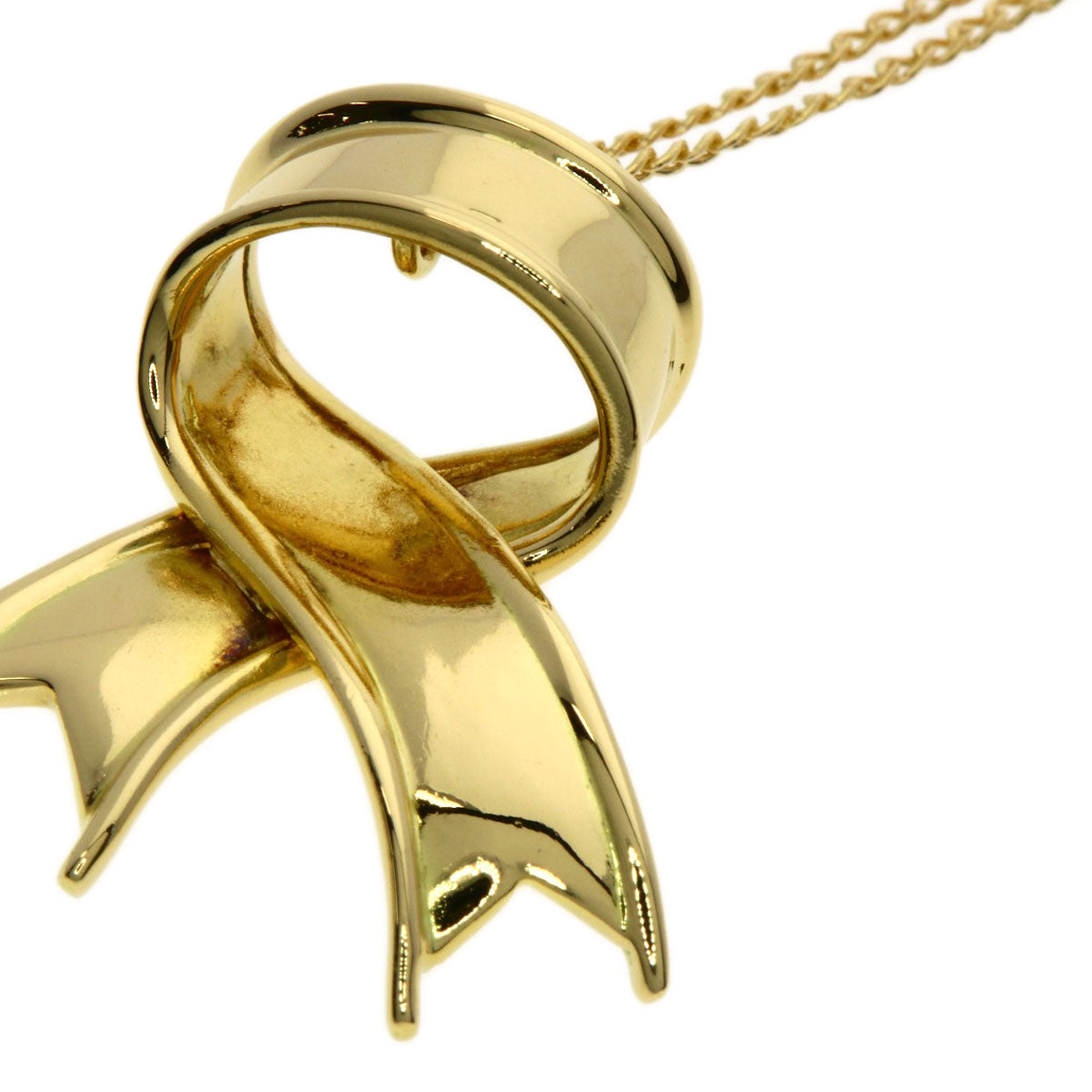 TIFFANY&Co. ribbon Necklace K18 Yellow Gold Ladies [Used]
