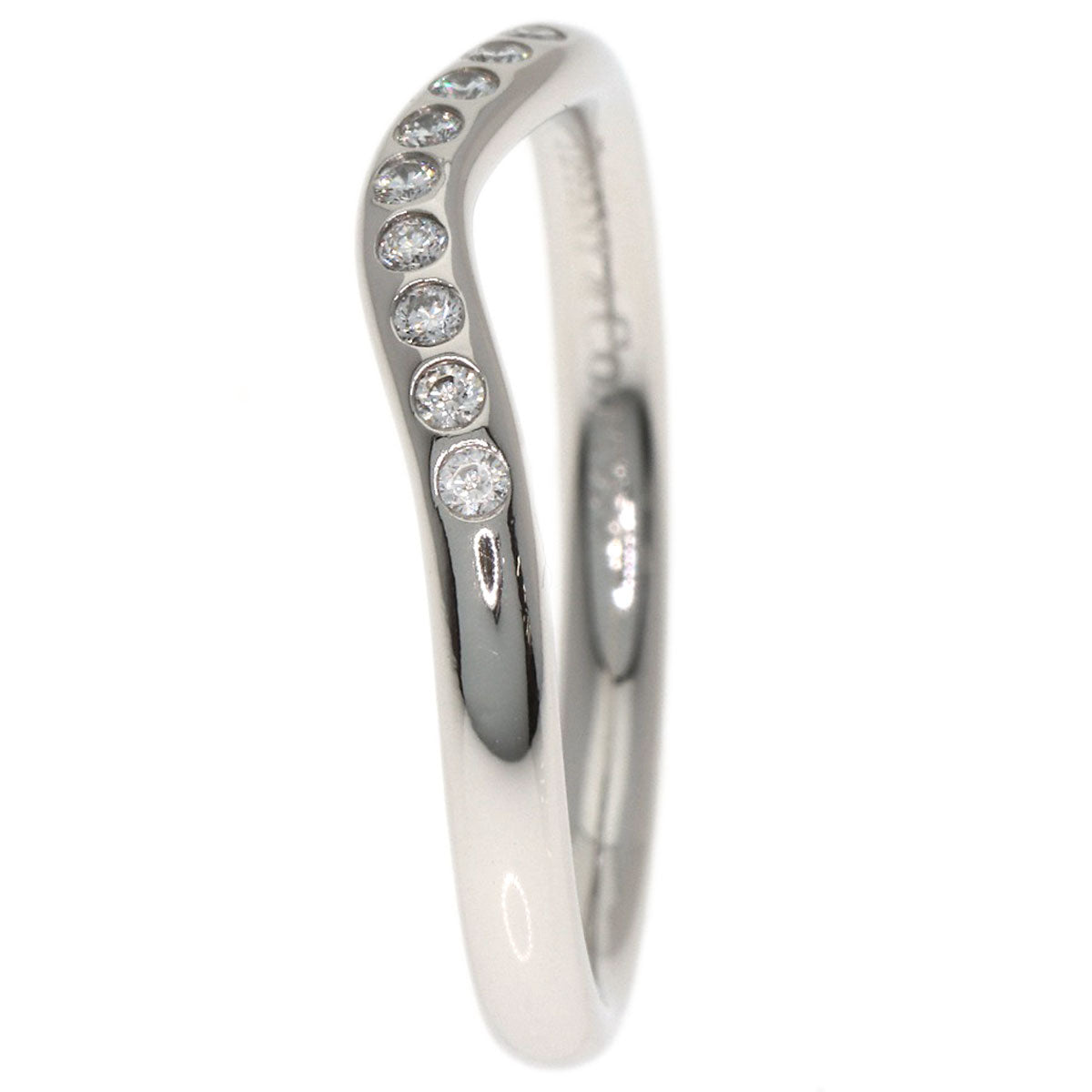TIFFANY&Co. Curved band Diamond Ring Platinum PT950 Ladies [Used]