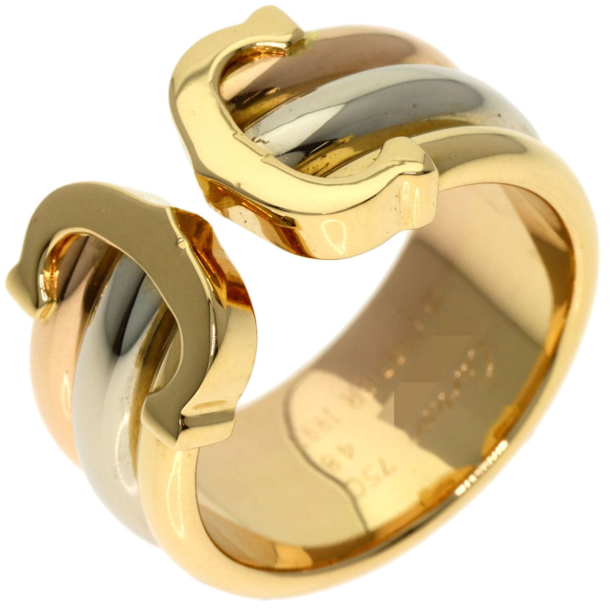 CARTIER 2C Ring LM #48 Ring K18 Yellow Gold 18K Pink GoldLadies [Used]