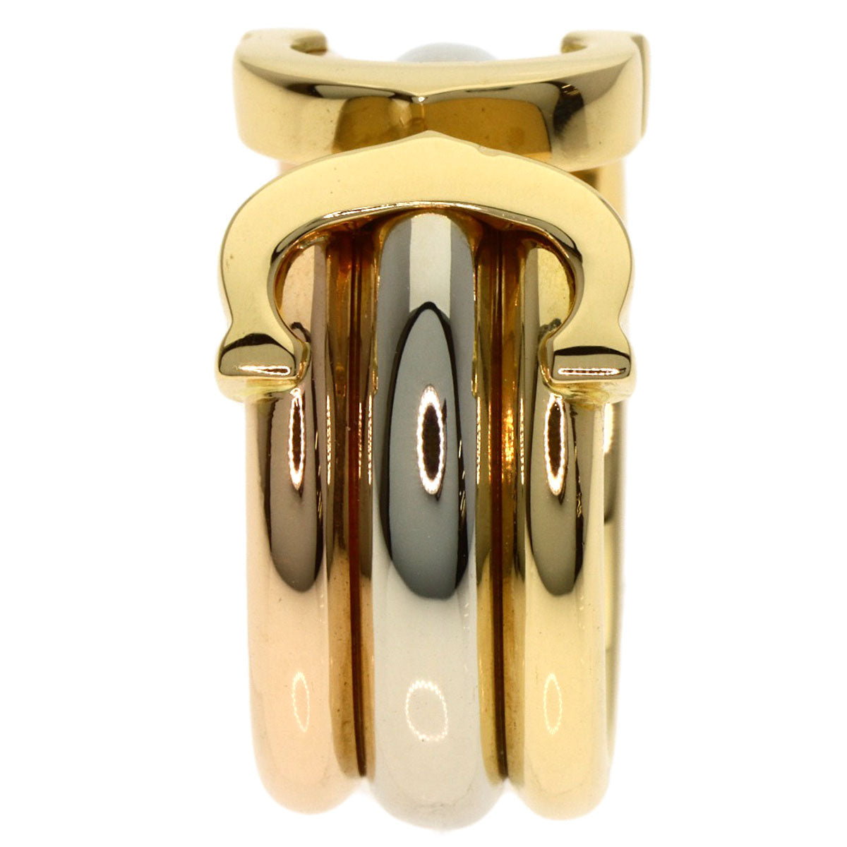CARTIER 2C Ring LM #48 Ring K18 Yellow Gold 18K Pink GoldLadies [Used]