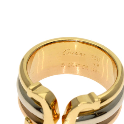 CARTIER 2C Ring LM #48 Ring K18 Yellow Gold 18K Pink GoldLadies [Used]