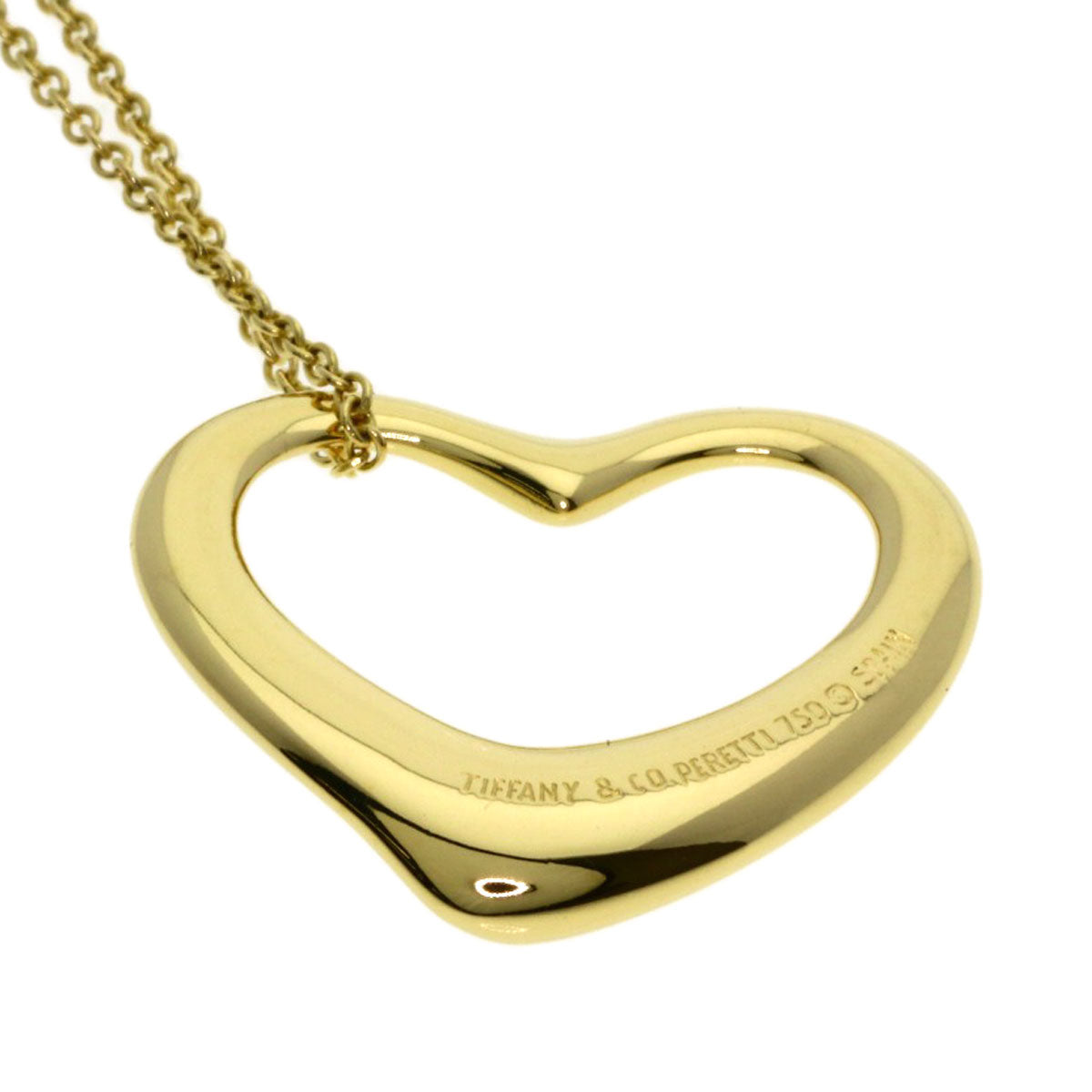 TIFFANY&Co. Open heart Necklace K18 Yellow Gold Ladies [Used]