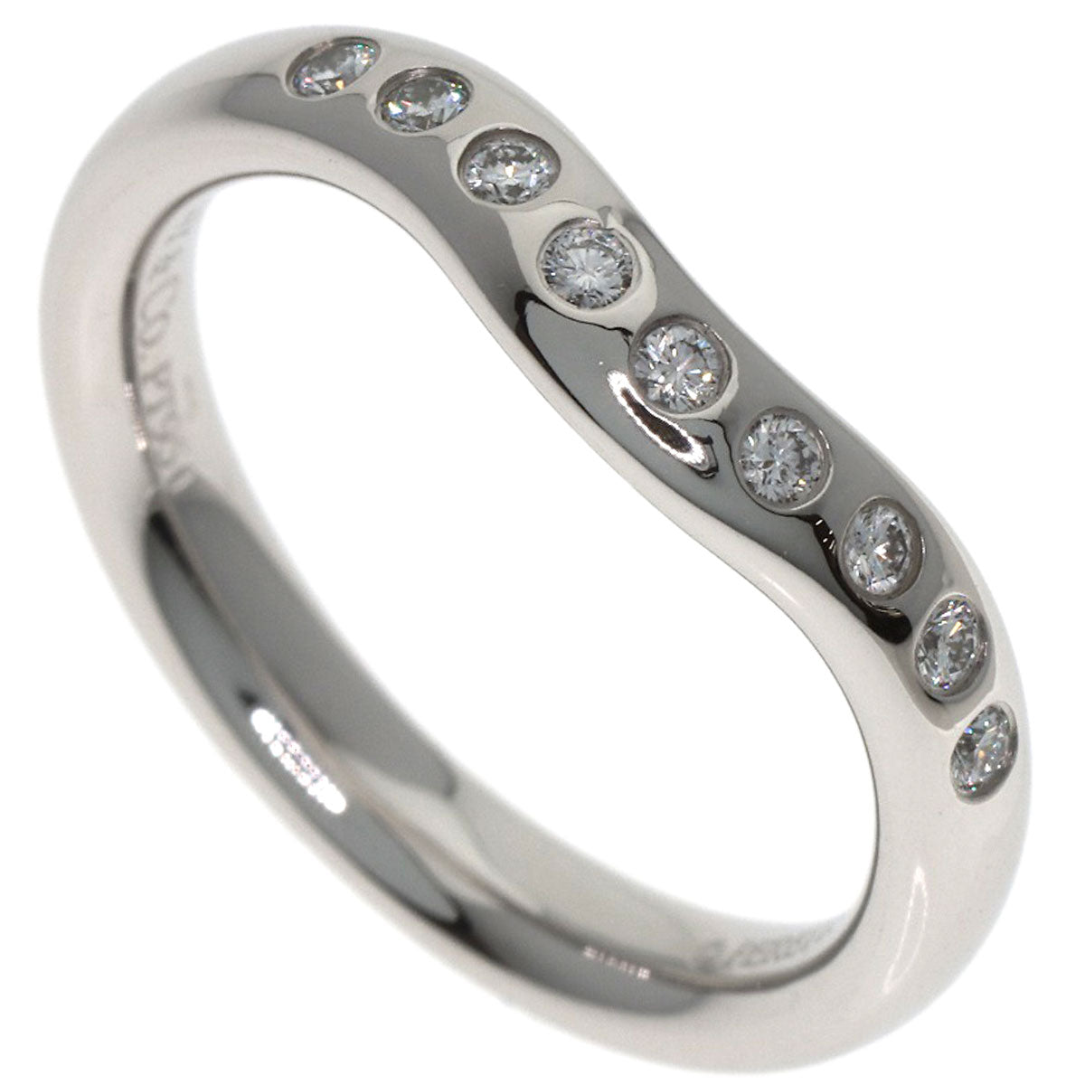 TIFFANY&Co. Curved band Diamond Ring Platinum PT950 Ladies [Used]