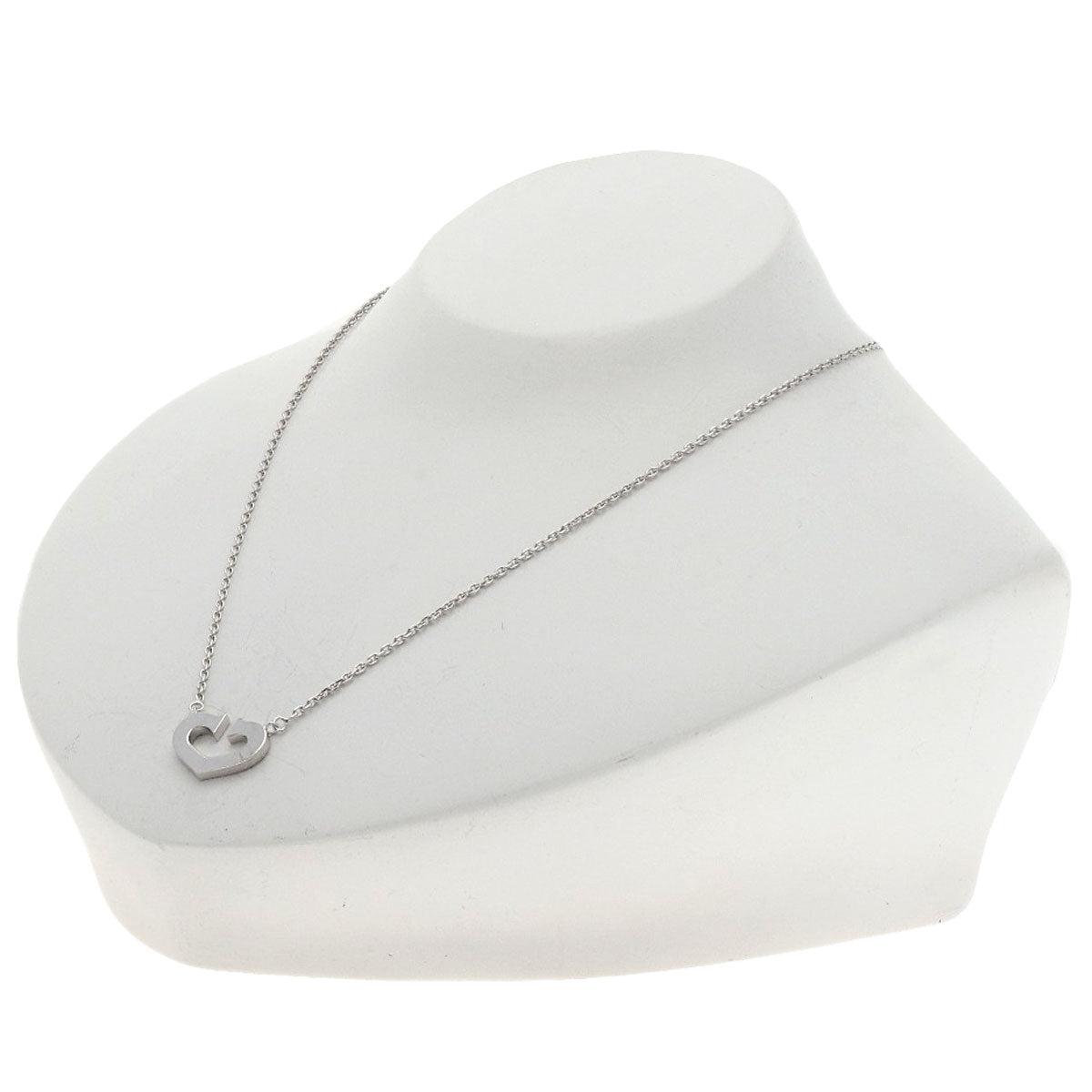 CARTIER C heart Necklace K18 White Gold Ladies [Used]