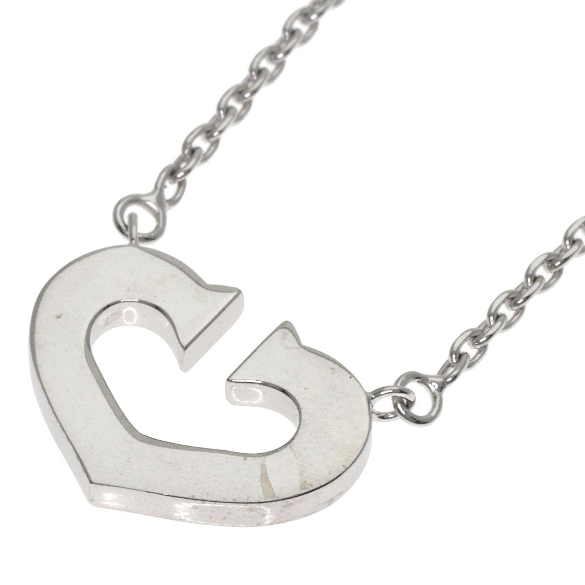 CARTIER C heart Necklace K18 White Gold Ladies [Used]