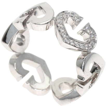 CARTIER C Heart Diamond # 49 Ring K18 White Gold Ladies [Used]