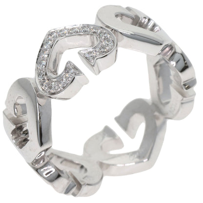 CARTIER C Heart Diamond # 49 Ring K18 White Gold Ladies [Used]