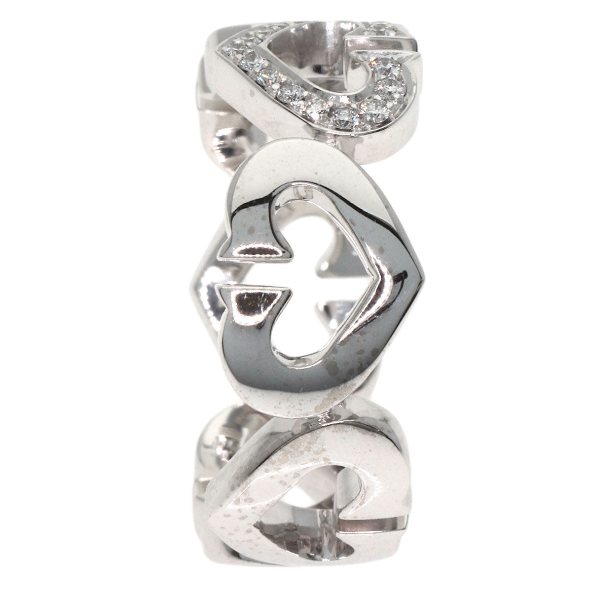 CARTIER C Heart Diamond # 49 Ring K18 White Gold Ladies [Used]