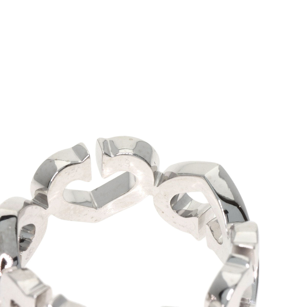 CARTIER C Heart Diamond # 49 Ring K18 White Gold Ladies [Used]