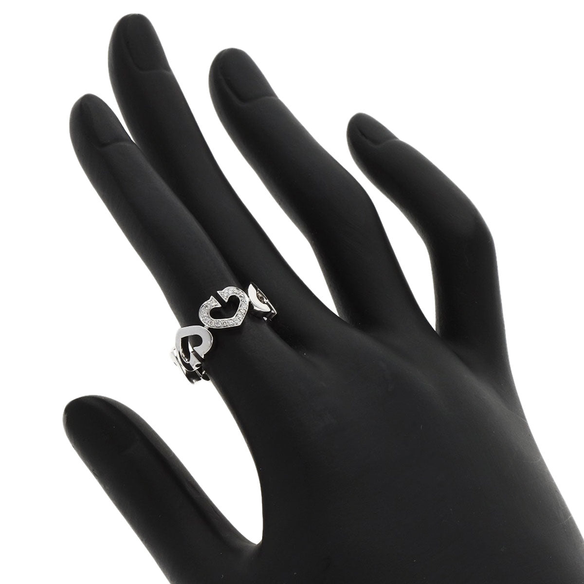 CARTIER C Heart Diamond # 49 Ring K18 White Gold Ladies [Used]