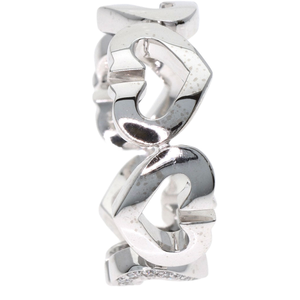 CARTIER C Heart Diamond # 49 Ring K18 White Gold Ladies [Used]
