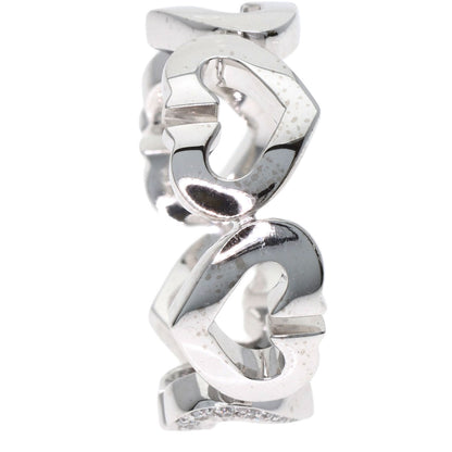CARTIER C Heart Diamond # 49 Ring K18 White Gold Ladies [Used]