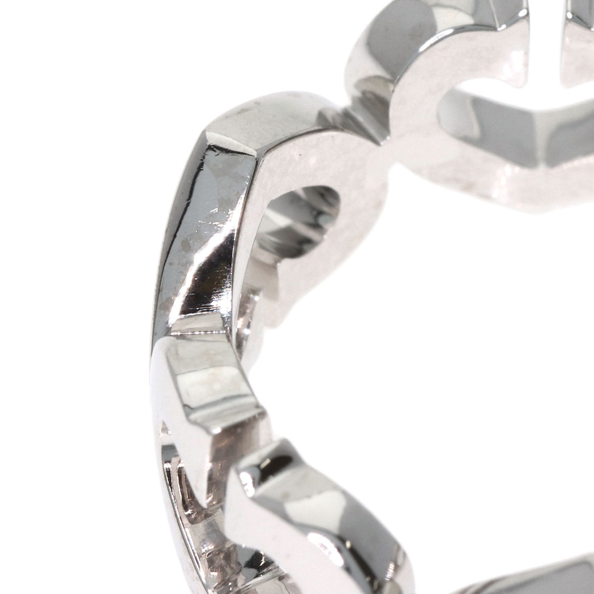 CARTIER C Heart Diamond # 49 Ring K18 White Gold Ladies [Used]