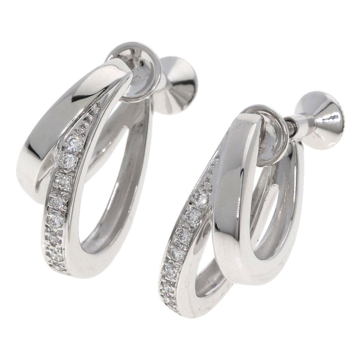 MIKIMOTO Diamond Earring K18 White Gold Ladies [Used]