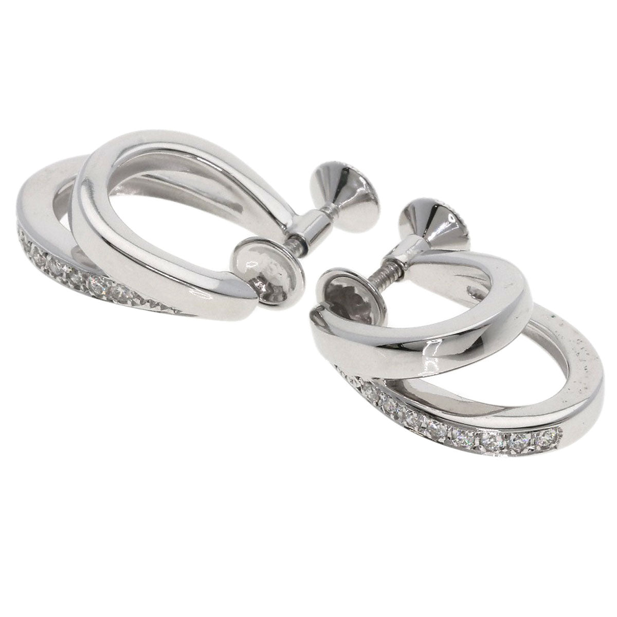 MIKIMOTO Diamond Earring K18 White Gold Ladies [Used]