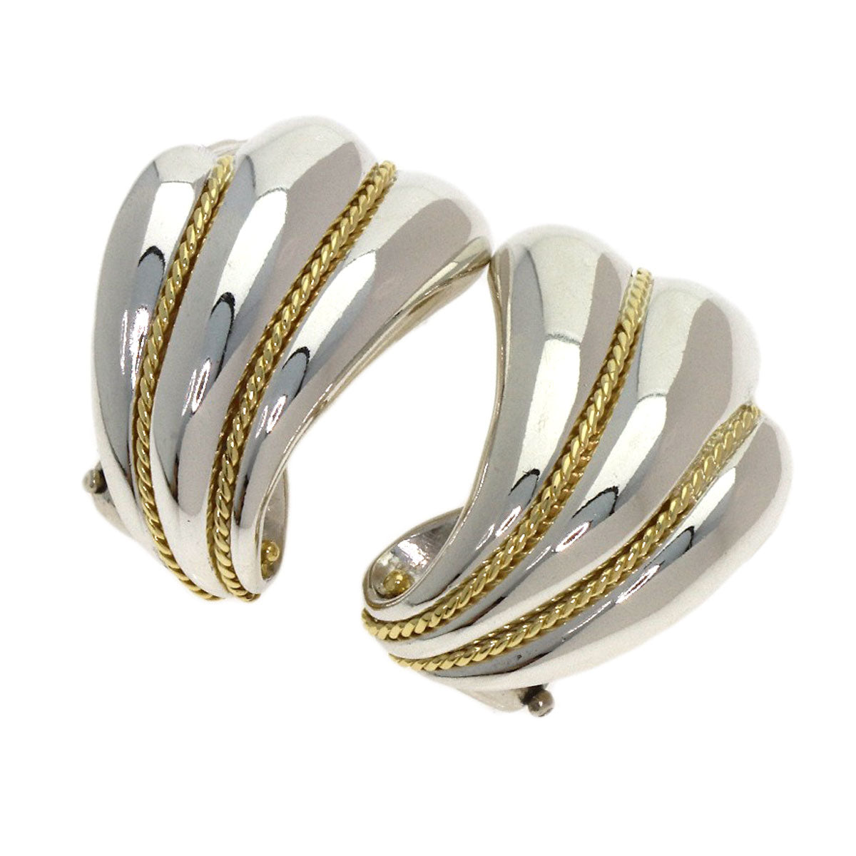 TIFFANY&Co. Feather Twist Earring Silver 18K Yellow GoldLadies [Used]