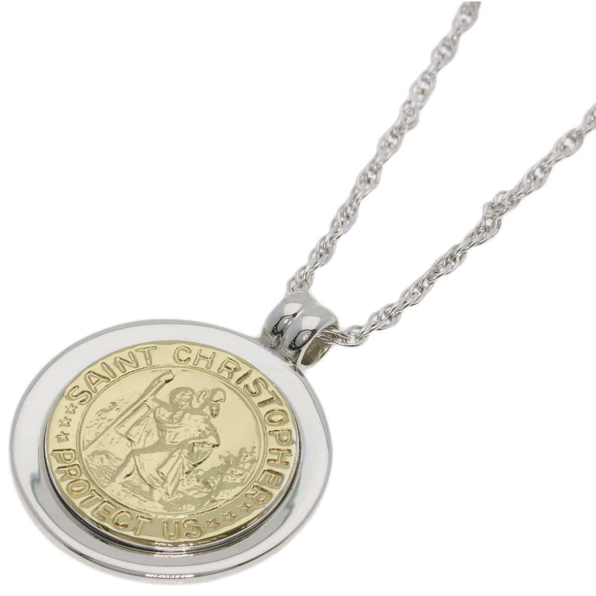 TIFFANY&Co. Saint Christopher Coin Necklace Silver 18K Yellow GoldLadies [Used]