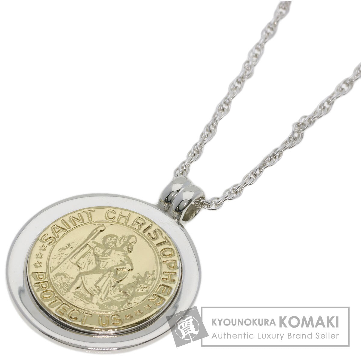 TIFFANY&Co. Saint Christopher Coin Necklace Silver 18K Yellow GoldLadies [Used]