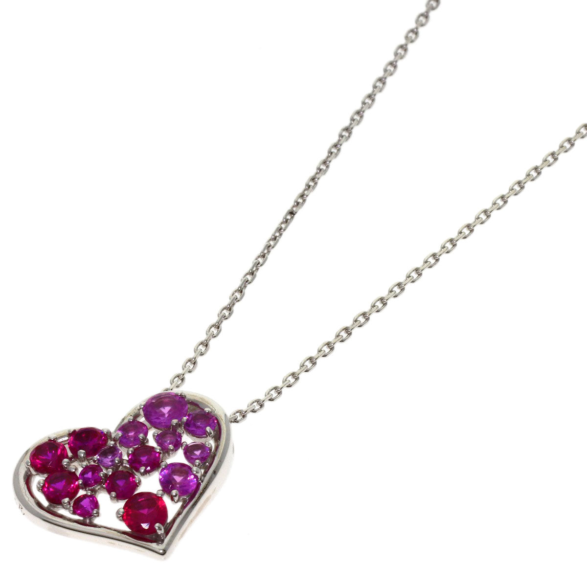 Ponte Vecchio Heart color stone Necklace Silver Ladies [Used]