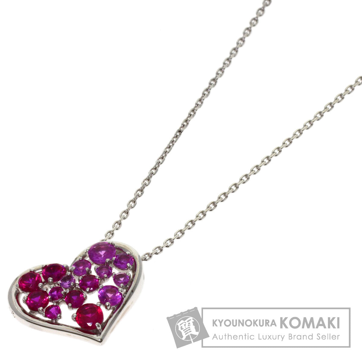 Ponte Vecchio Heart color stone Necklace Silver Ladies [Used]