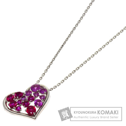 Ponte Vecchio Heart color stone Necklace Silver Ladies [Used]