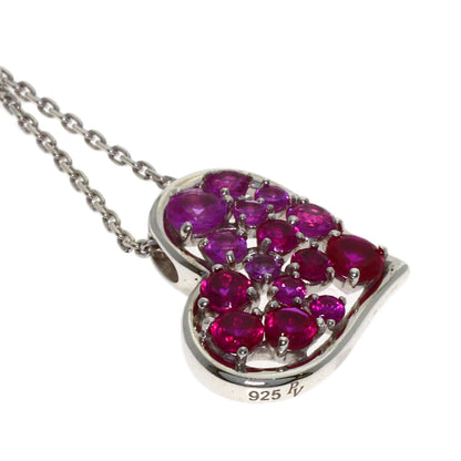 Ponte Vecchio Heart color stone Necklace Silver Ladies [Used]