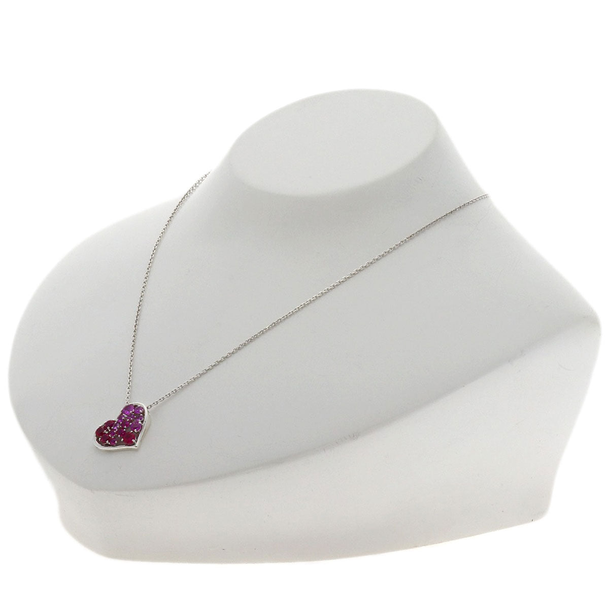 Ponte Vecchio Heart color stone Necklace Silver Ladies [Used]
