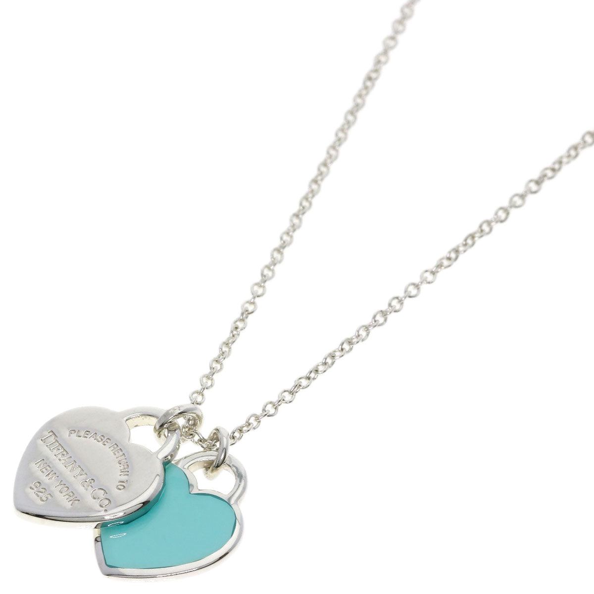 TIFFANY&Co. Double Heart Enamel Necklace Silver Ladies [Used]
