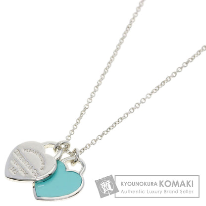TIFFANY&Co. Double Heart Enamel Necklace Silver Ladies [Used]