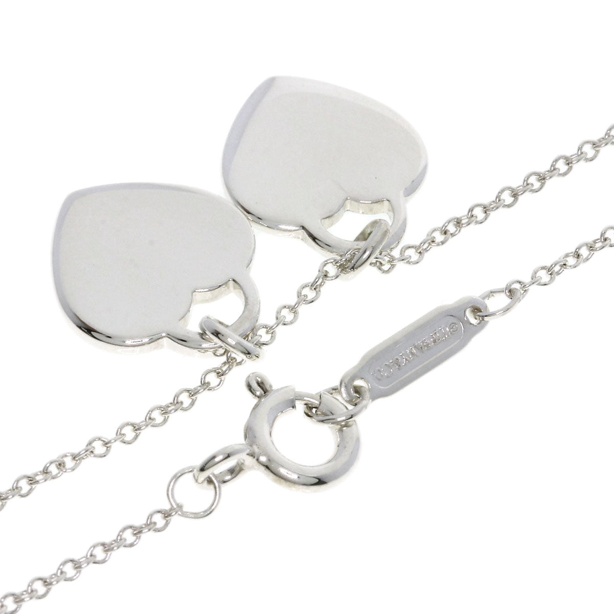 TIFFANY&Co. Double Heart Enamel Necklace Silver Ladies [Used]