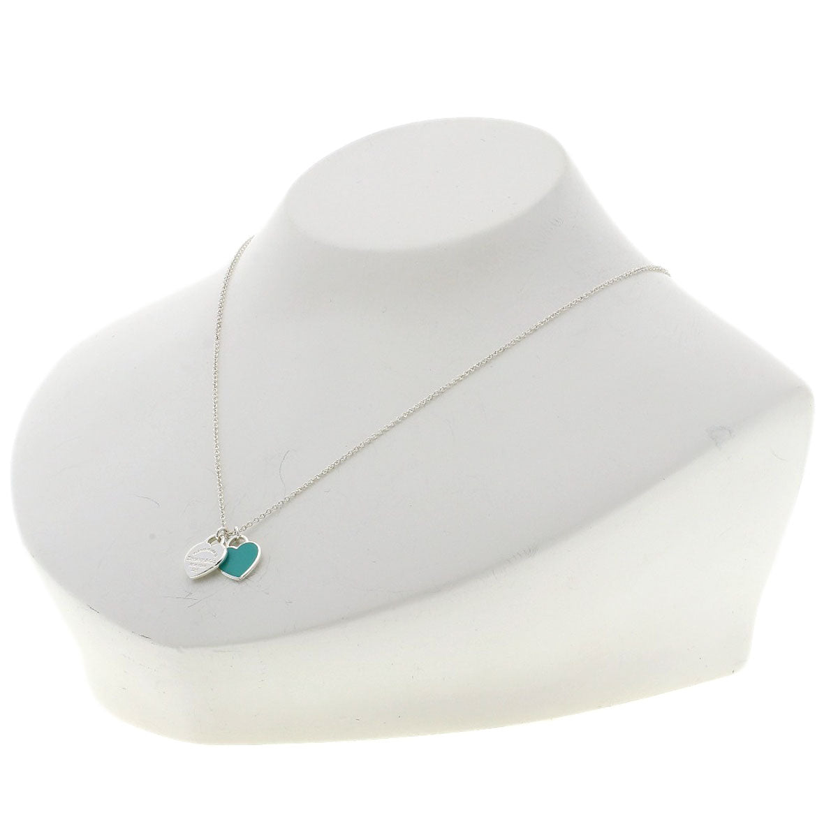 TIFFANY&Co. Double Heart Enamel Necklace Silver Ladies [Used]