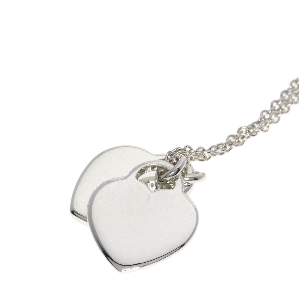 TIFFANY&Co. Double Heart Enamel Necklace Silver Ladies [Used]