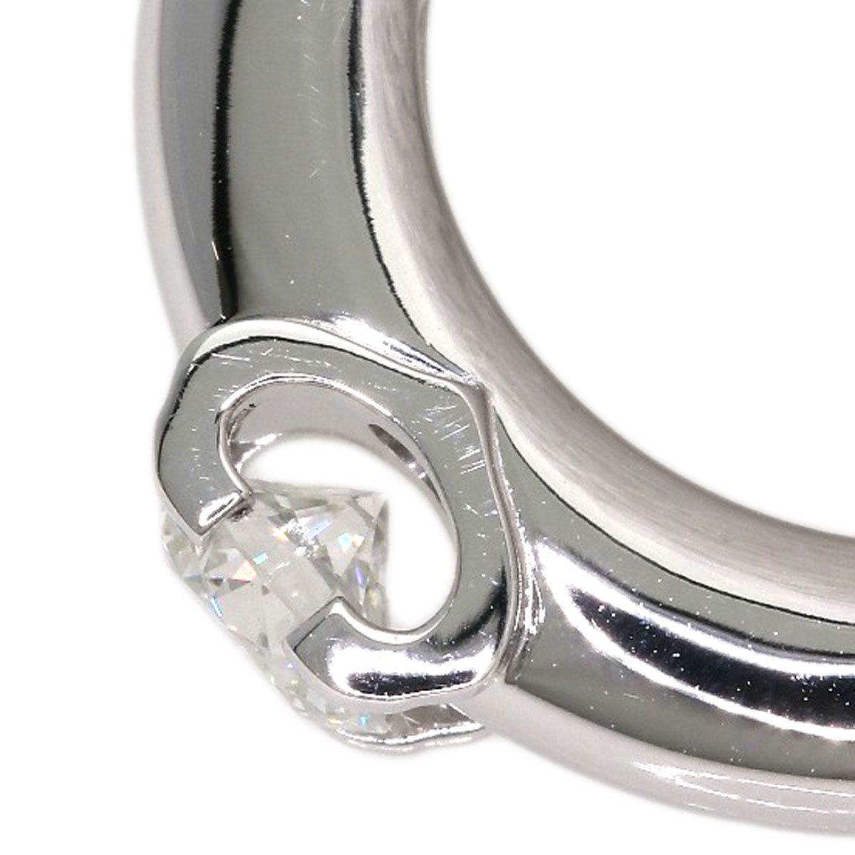 CARTIER Cartier C de Cartier Diamond #45 Ring K18 White Gold Ladies [Used]