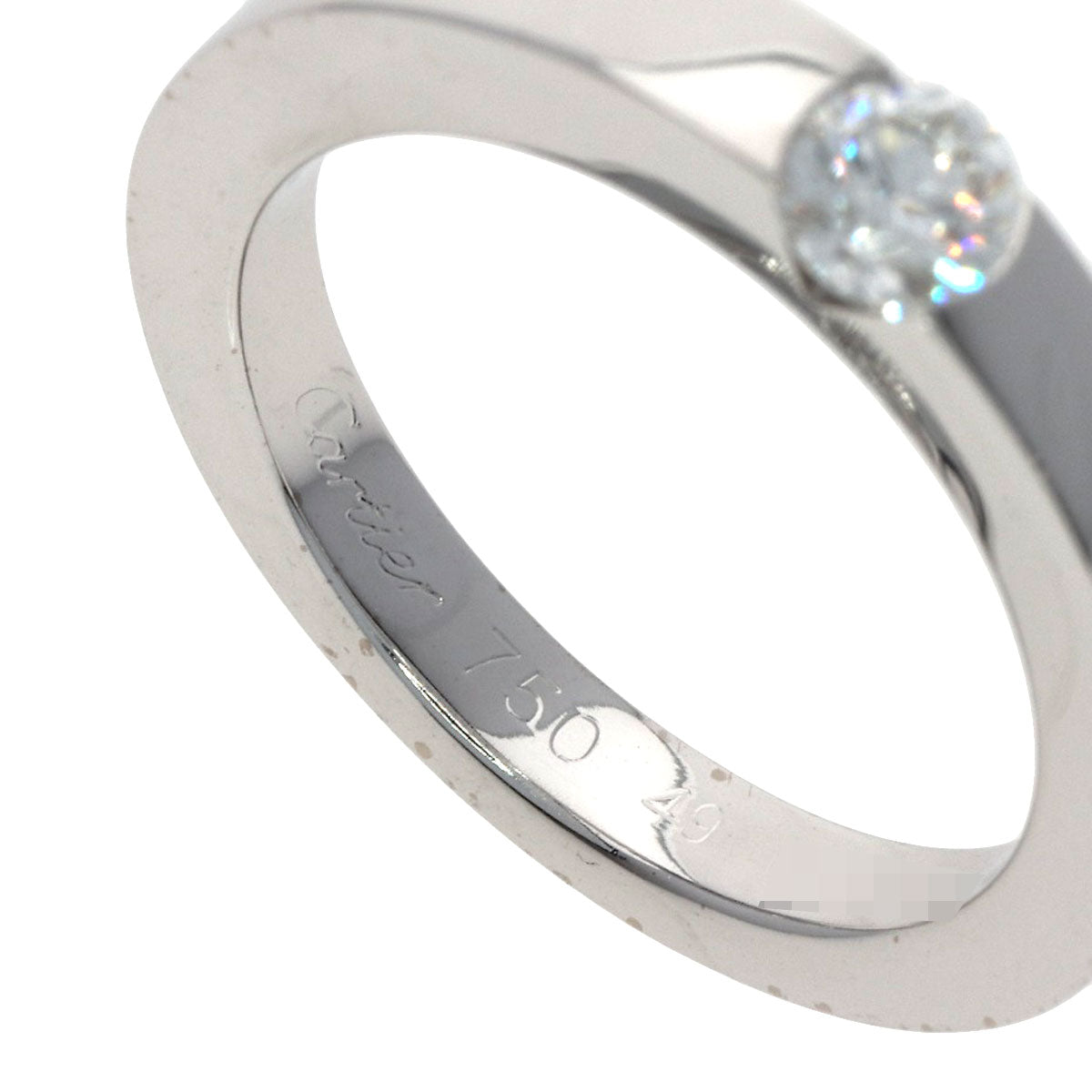 CARTIER Date with Diamond #49 Ring K18 White Gold Ladies [Used]