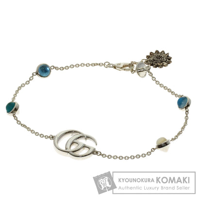GUCCI Double G Mother of Pearl Blue Topaz Turquoise Colored Resin Bracelet Silver Ladies [Used]