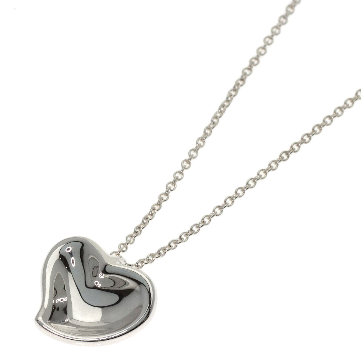 TIFFANY&Co. Curved heart Necklace Silver Ladies [Used]
