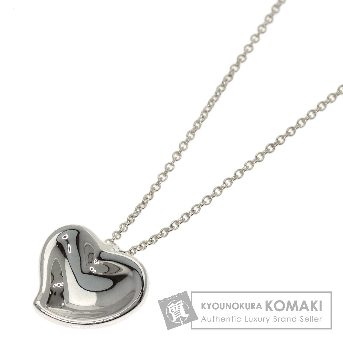 TIFFANY&Co. Curved heart Necklace Silver Ladies [Used]