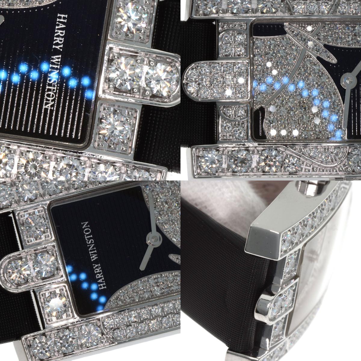 HARRY WINSTON Avenue Night Papillon Watches 310LQW K18 White Gold/Leather Ladies