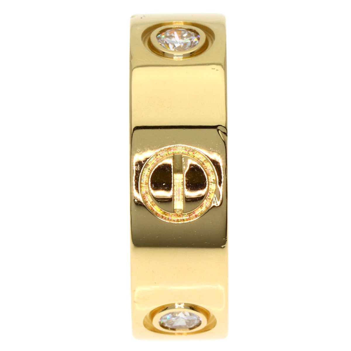 CARTIER love ring half Diamond #46 Ring K18 Yellow Gold Ladies [Used]