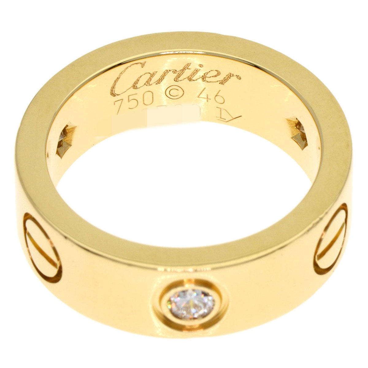 CARTIER love ring half Diamond #46 Ring K18 Yellow Gold Ladies [Used]