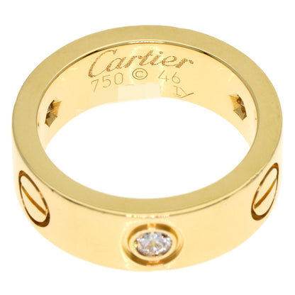 CARTIER love ring half Diamond #46 Ring K18 Yellow Gold Ladies [Used]