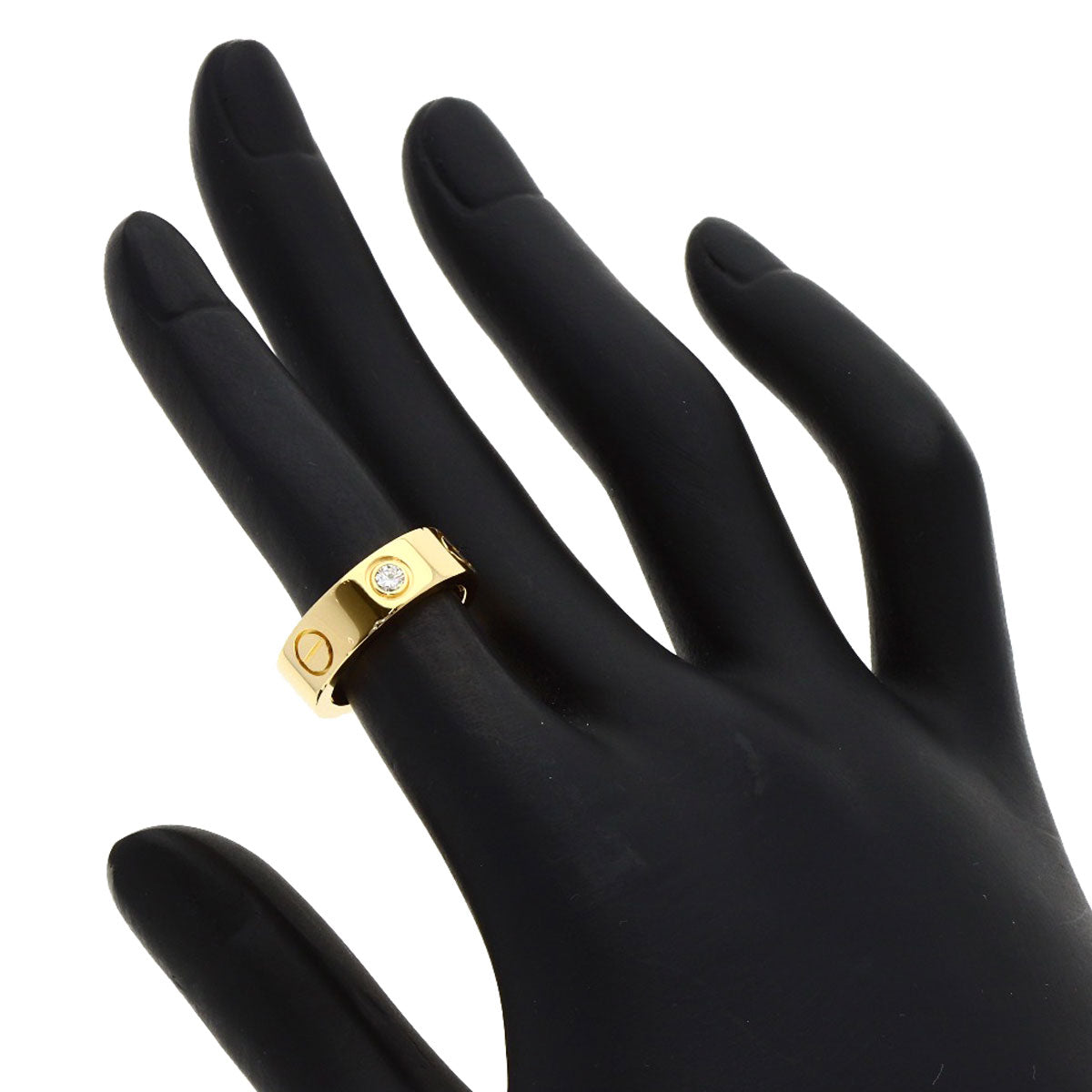 CARTIER love ring half Diamond #46 Ring K18 Yellow Gold Ladies [Used]