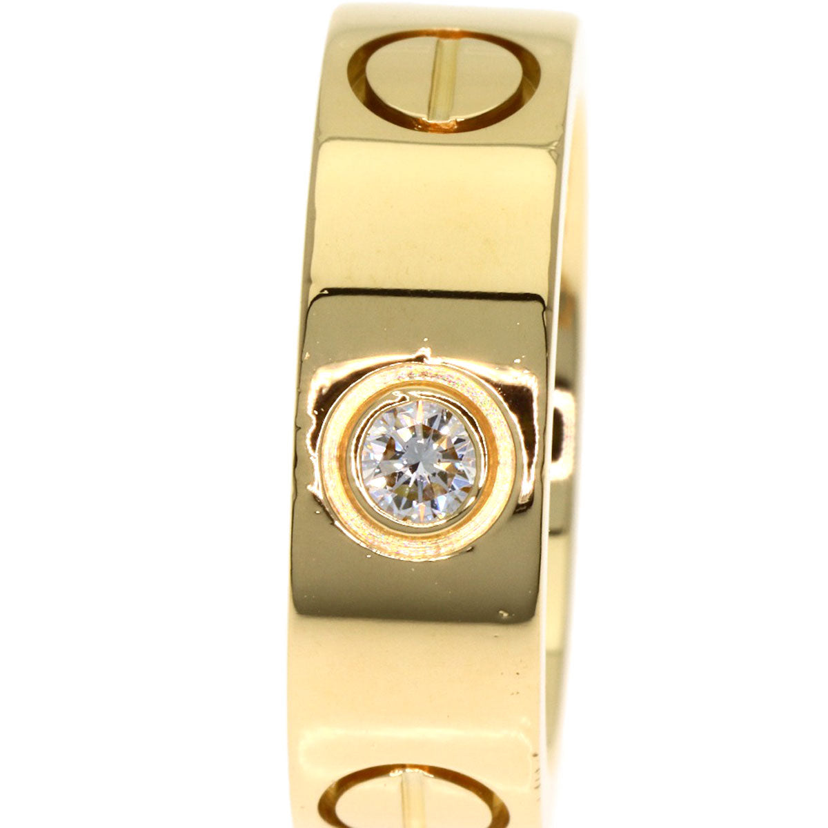 CARTIER love ring half Diamond #46 Ring K18 Yellow Gold Ladies [Used]