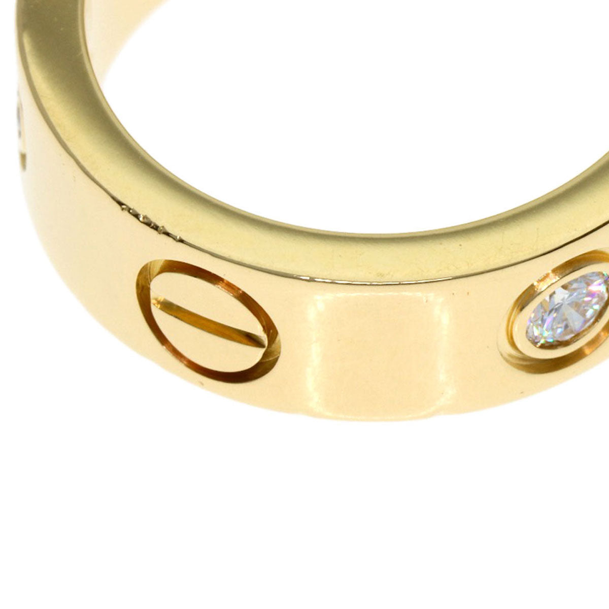 CARTIER love ring half Diamond #46 Ring K18 Yellow Gold Ladies [Used]