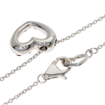 Ponte Vecchio Heart Sapphire Diamond Necklace K18 White Gold Ladies [Used]